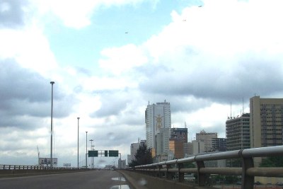 Bridge overlooking Lagos central business district.