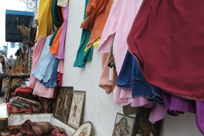 A Tunisian clothing market.