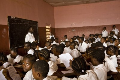 The student-teacher ratio at the Paynesville Community Junior High School in Monrovia is over fifty to one (file photo).