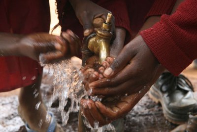 Une matière première précieuse coule dans l'abondance, malgré le manque d'eau dans le passé, Arusha, la Tanzanie 2008.