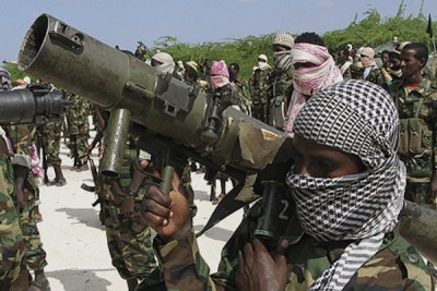 Members of Somalias hardline Islamist rebel group al Shabaab.