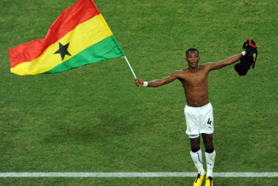 Photo: Le défenseur ghanéen John Pantsil lors de la Coupe du Monde