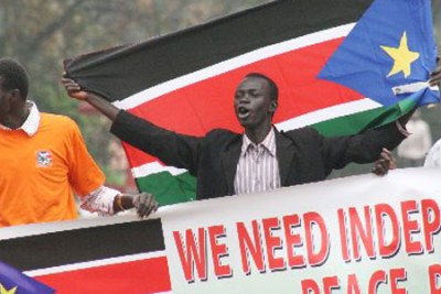 Members of the United Southern Sudan Youth for Referendum during a peaceful demonstration at Nairobis Uhuru Park early this month.