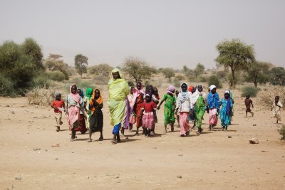 A Sudanese woman and children are South Darfur (file photo).