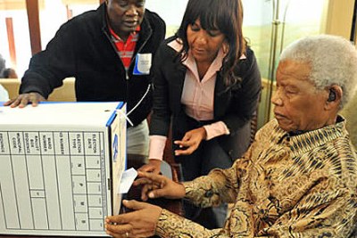 Former President Nelson Mandela, 92, cast a special vote at his home two days before South Africa's 2011 local government polls.