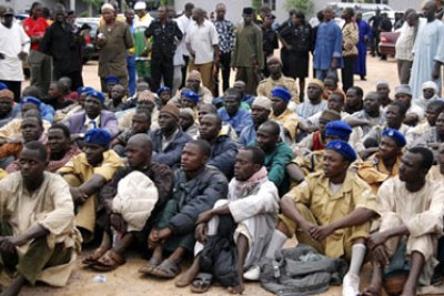 Arrested Boko Haram suspects.