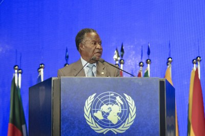 Michael Chilufya Sata, President of the Republic of Zambia, addresses the plenary session of the UN Rio+20 Conference on Sustainable Development, in Rio de Janeiro, Brazil.