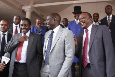 William Ruto, center, and Uhuru Kenyatta, right, face charges from the International Criminal Court for post-election violence in 2007-2008.