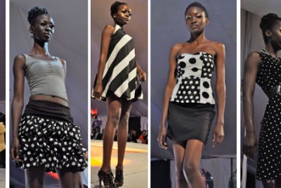Safari Fashion Week models wearing  Harriet Muthoni collection.