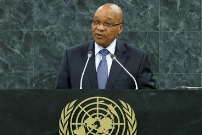 Jacob Zuma, President of the Republic of South Africa, addresses the general debate of the sixty-eighth session of the General Assembly.