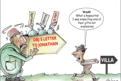 A Nigerian cartoonist views former President Olusegun Obasanjo's letter as explosive.