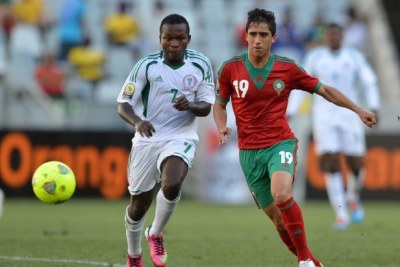 (Photo d'archives) - Maroc, pays organisateur de la CAN 2015, contre Nigeria, tenu du titre, lors d'un match officiel