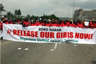women protesting over kidnapped schoolgirls