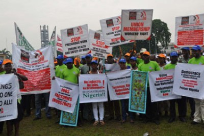 Cross section of Nigerian workers, during the 2014 Workers Day.