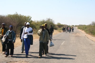 Des migrants en situation illégale et venant des différents pays africains tentent de fuir la police zimbabwéenne pour entrer en Afrique du Sud