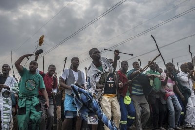 Miners gather to commemorate the second anniversary of the Marikana shooting (file photo).