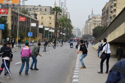 Protesters clashed in Cairo on Sunday, January 25.