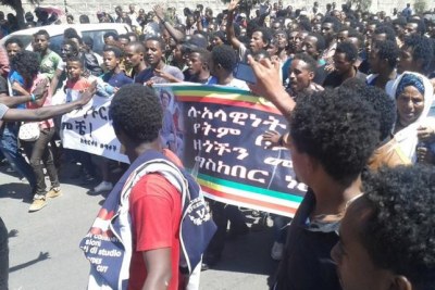 Manifestation contre le massacre d'éthiopiens en Libye.