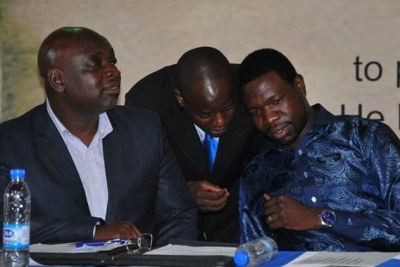 From right, Zimbabwe PHD Prophet Walter Magaya, Williard Manyengavana and Sweeney Mushonga.