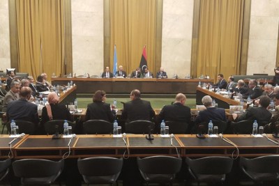Participants at the latest round of the United Nations facilitated Libyan political dialogue which concluded in Geneva on 12 August 2015.