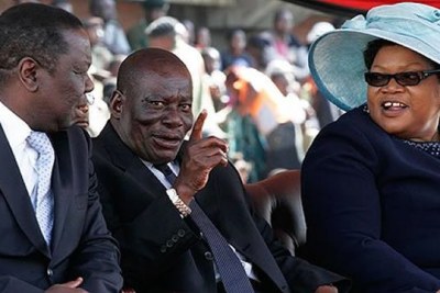 From left, Morgan Tsvangirai, The late Solomon Mujuru and Joice Mujuru (file photo).