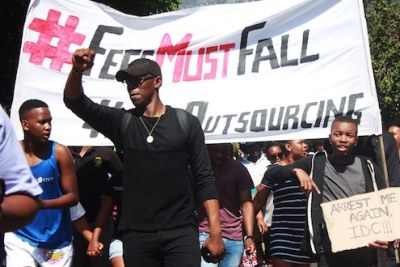 Students at the University of Cape Town protest tuition fees.