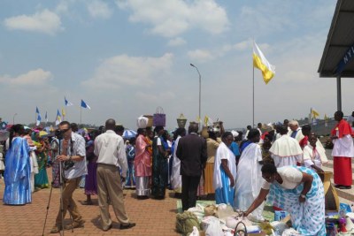 Pilgrims with their offerings at the Kibeho Holy Shrine in Rwanda.