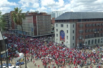 Morgan Tsvangirai supporters marching against billions missing in diamond revenue.