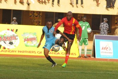 Cranes striker Massa (right) in action against Botswana (file photo).