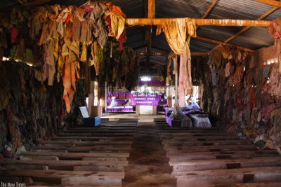 Remains and belongings of Genocide victims who were killed at Ntarama Catholic Church during the 1994 Genocide against the Tutsi (file photo).