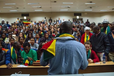 Evan Mawarire addresses students in Stellenbosch (file photo).