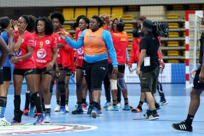 The Angolan senior women's handball team at the Rio Olympic Games.