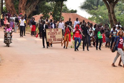 The students blocked several roads at the university.
