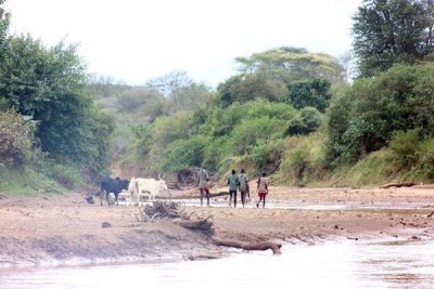 Armed men and cattle along the Kerio River on October 30, 2016. The report cites the proliferation spread of illegal small arms and light weapons contributing to violence and crime. (File photo)