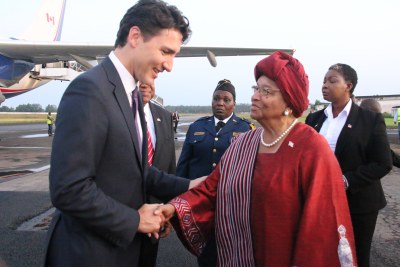 Canada Prime Minister Justin Trudeau meets President Ellen Johnson Sirleaf