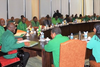 President John Magufuli chairing the ruling party meeting.