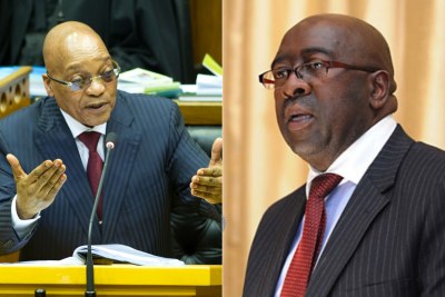 Left: President Jacob Zuma. Right: Former Finance Minister Nhlanhla Nene.