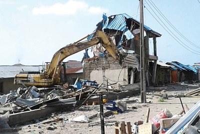 Shops destroyed in Lekki in Lagos State.