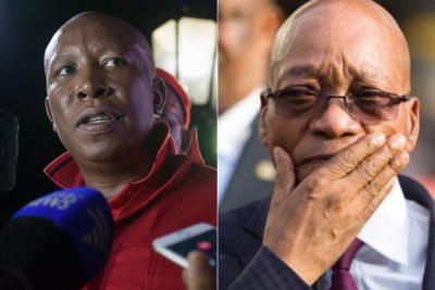 Left: Economic Freedom Fighters leader Julius Malema. Right: President Jacob Zuma.