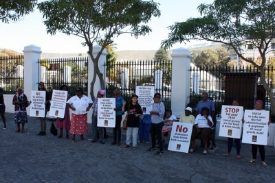 Protesters outside parliament in Cape Town.