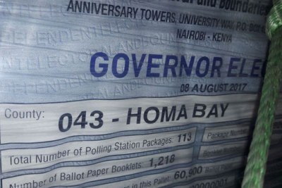 Ballot papers for Governor, Woman Rep and Senator seats arrive in Nairobi.