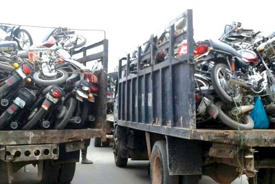 Impounded motorcycles in Lagos