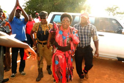Dokolo Woman MP Cecelia Ogwal Atim arriving for the meeting.
