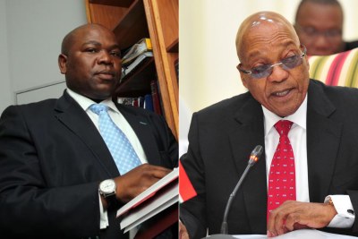 Left: Former National Director of Public Prosecutions Mxolisi Nxasana. Right: President Jacob Zuma.