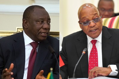 (Gauche) Cyril Ramaphosa président de l'ANC, (Droite) Jacob Zuma