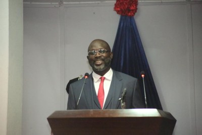 President George Weah during his first State of the Nation address.