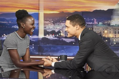 Lupita and Trevor Noah.