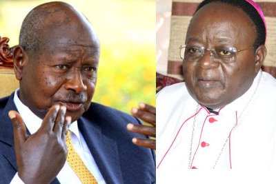 A photo montage of President Yoweri Museveni and the Archbishop of Kampala Archdiocese, Cyprian Kizito Lwanga (file photos).