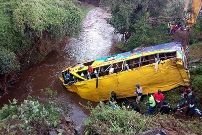 At least 17 people were killed after a bus plunged into river Siyiapei in Narok County on April 10, 2018.