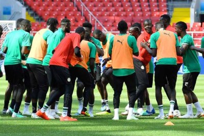 L'équipe nationale du Sénégal lors d'une séance d'entrainement en Russie.